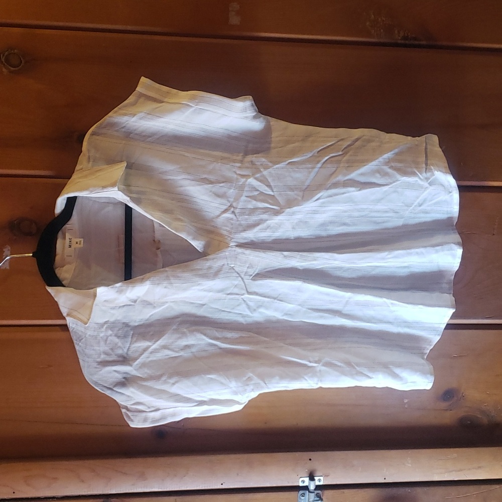 White tan stripped blouse- size medium nwt